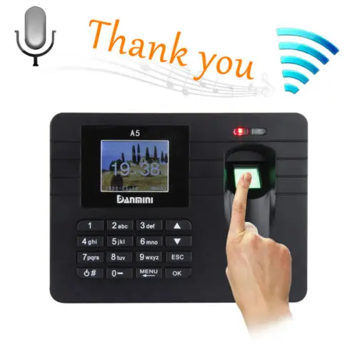

A5 Free Shipping 2.4" TFT Fingerprint Time Clock Attendance Clock Employee Payroll Recorder US, Register Fingerprints One Time
