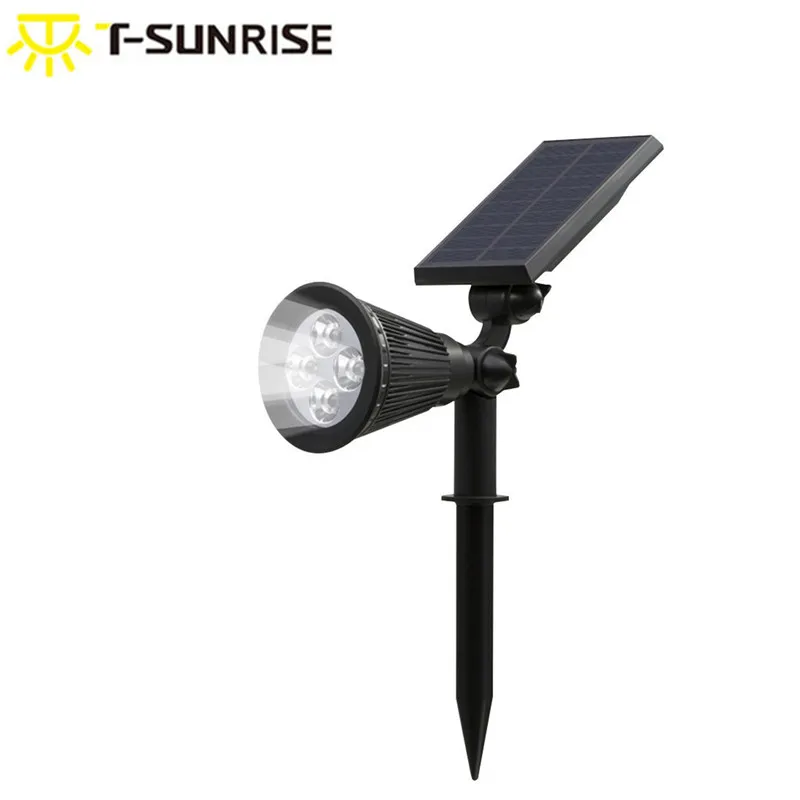 

T-SUNRISE Solar Spotlight Solar Landscape Lights Waterproof IP65 Adjustable Outdoor Graden Security Lighting 6000K Cold White
