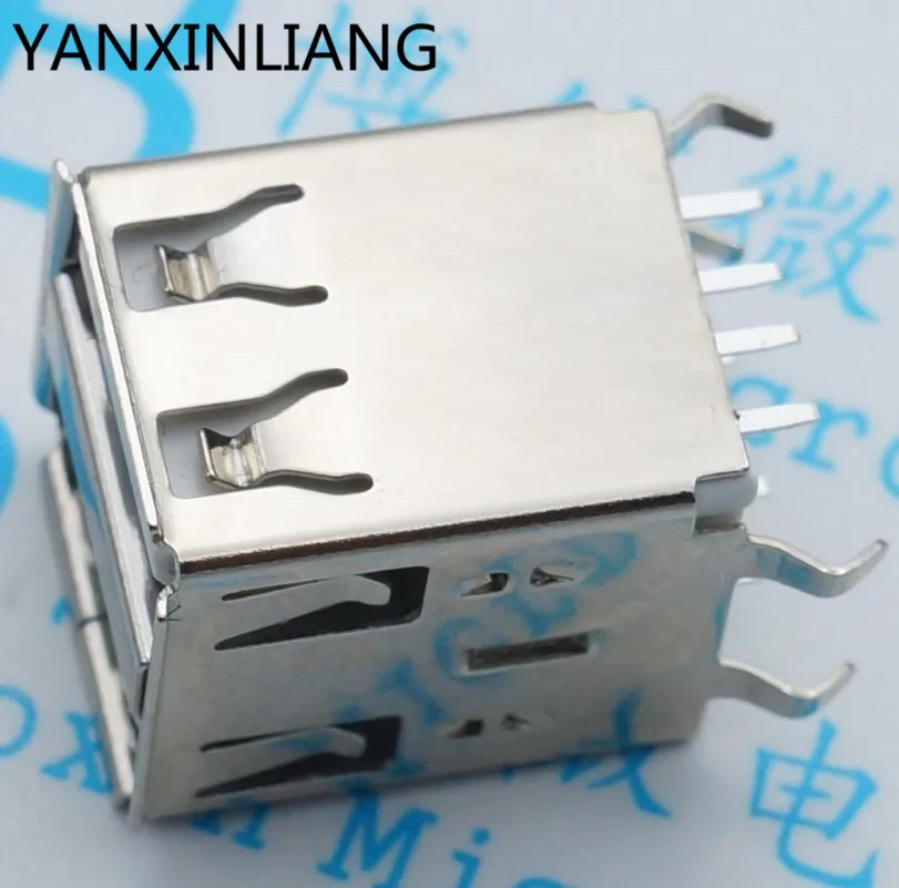 

10Pcs Double USB Type A Female Solder Jacks Connector PCB Socket USB-A type 180 Degrees Vertical 4pins