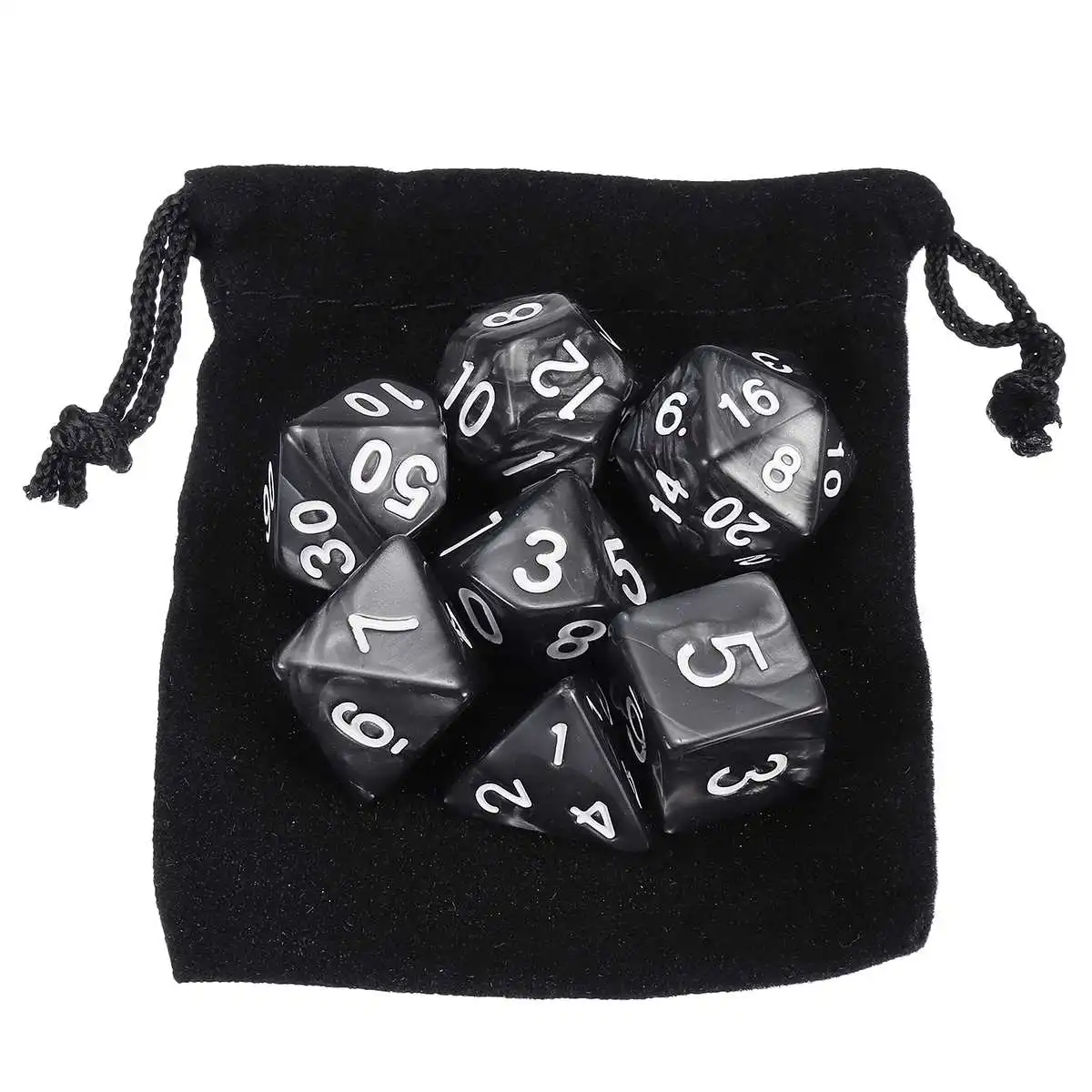 7 шт./компл. D4-D20 кубики Черный Прозрачный Многогранные кубики с сумочкой в комплекте для ролевой игры вечерние бар покер Интересных Игр инструменты