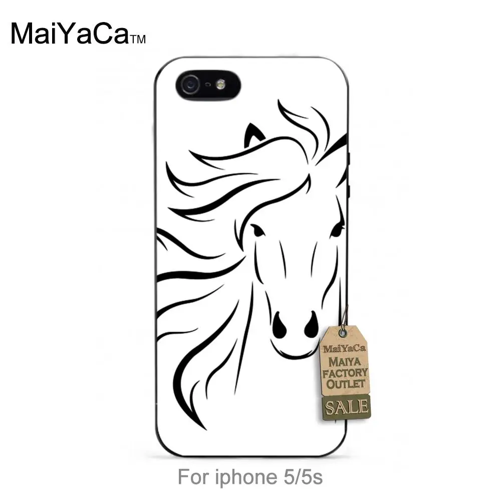 Running white horse black tpu case for iphone 4s 5s 5c 6 6Plus 7 Plus case