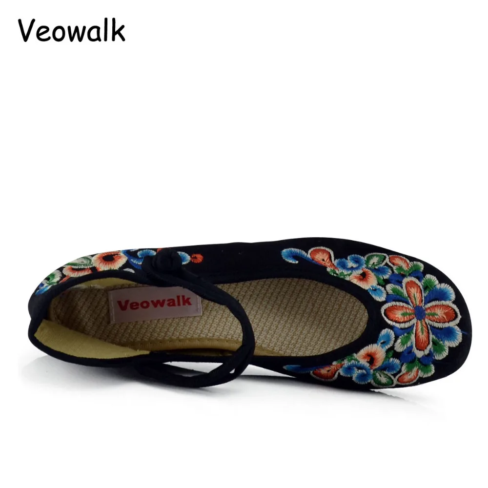 Veowalk/Женская обувь ручной работы Старая Пекинская на плоской подошве Джинсовые