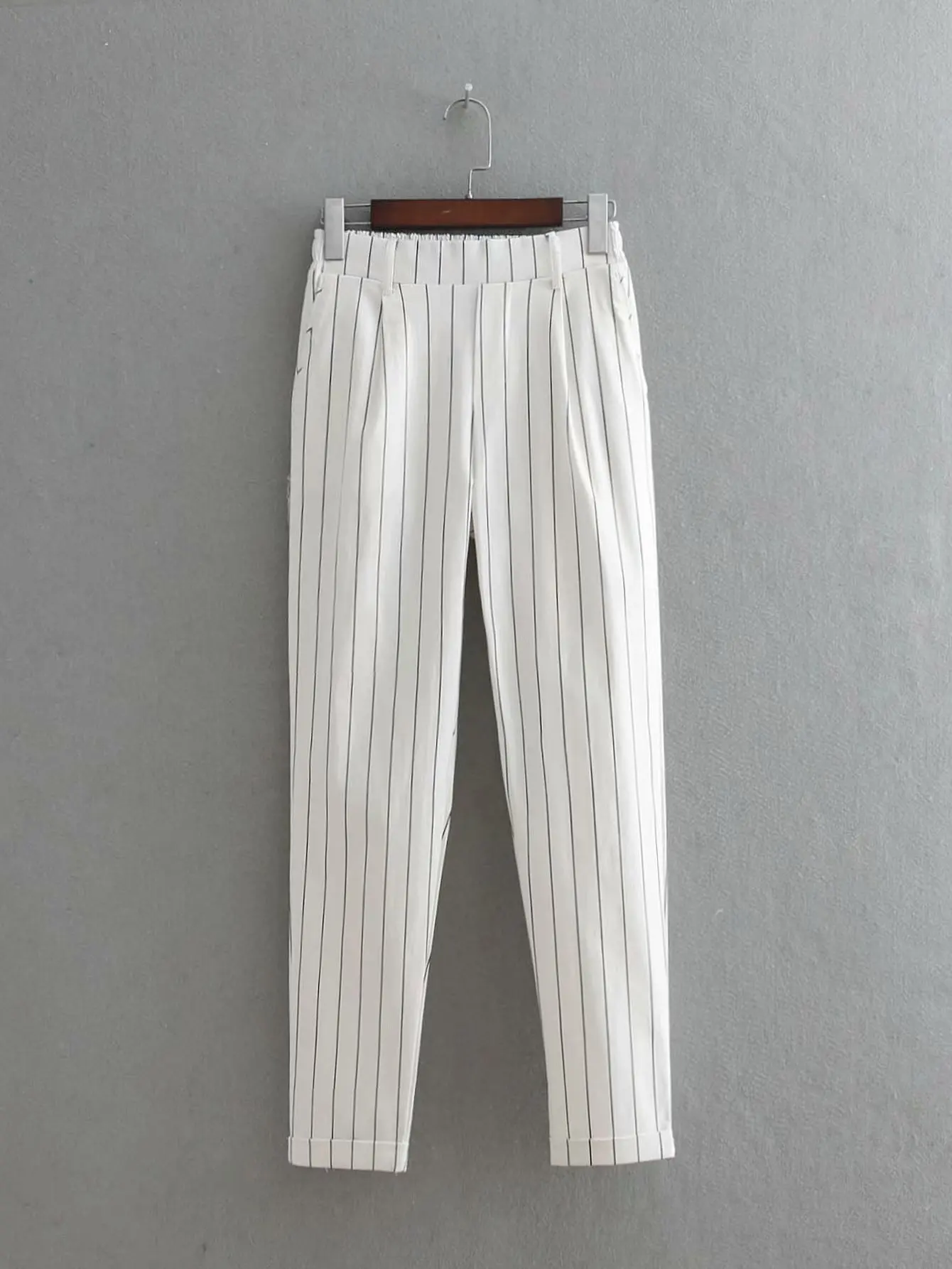 Set female 2018 autumn new temperament fashion loose striped small suit jacket + trousers elegant two-piece casual women