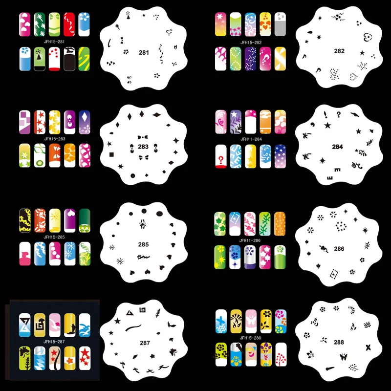 

OPHIR 20PCS (200 Designs) Airbrush Art Nail Stencil Set Airbrushing Template Sheet Stencil for Airbrush Nail Art Paint _JFH15