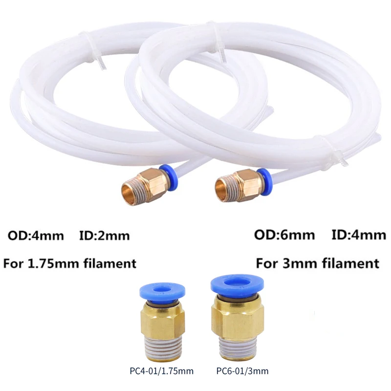 1 м тефлоновые соединители труб из ПТФЭ, детали для 3D принтеров, j-головка Hotend для V5 V6 1,75 мм 3,0 мм, Длинные нити для 3D принтеров