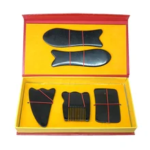 Хорошее качество!(Подарок диаграмма гуаша) wholesaletraditional Массажная подушка для лечения иглоукалыванием гуаша инструмент рог буйвола 5 шт./компл