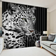 Black spotted Leopard/Tiger Curtains 3D Photo Printing Blackout For Window Living Room Bedding Room Hote Office Sofa Decoration