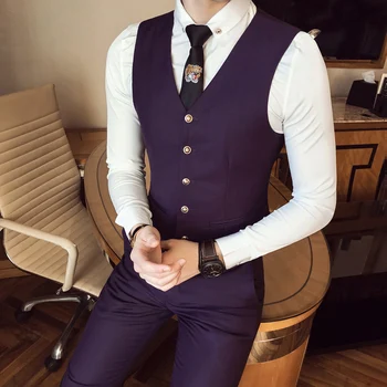 

high quality Mens Suit Vest Pure Color Waistcoat vests Slim Design 7 Colors Optional vest men