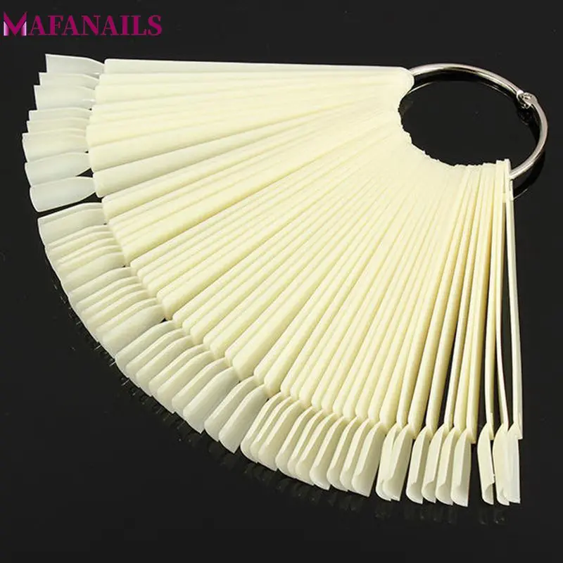 

50Tips/Lot False Nail Display UV Gel Polish Color Palette Display Fan-shaped Natural Color Practice Nail Art Display Stick TDS11