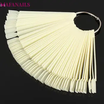 

50Tips/Lot False Nail Display UV Gel Polish Color Palette Display Fan-shaped Natural Color Practice Nail Art Display Stick TDS11
