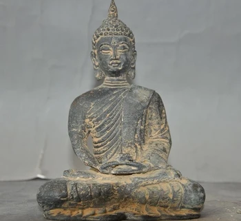 

6" Old Tibet Buddhism Temple Bronze Sakyamuni Tathagata Amitabha buddha statue