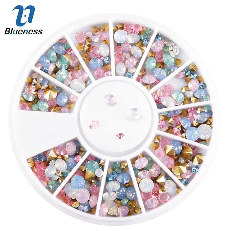

Blueness 3D Rhinestones For Nails Art Decorations Accessories Studs Manicure DIY UV Gel Polish Nails Crystal Design Nails Wheel