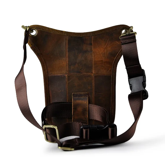 Oil Wax Real Leather Men Design Classic Cross-body Sling Bag Fashion Travel Motorcycle Fanny Waist Belt Pack Drop Leg Bag 211-3 2