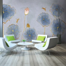 Custom 3d wallpaper modern fresh and elegant lotus TV background wall - silk waterproof material Custom 3d wallpaper modern fresh and elegant lotus TV background wall - silk waterproof material