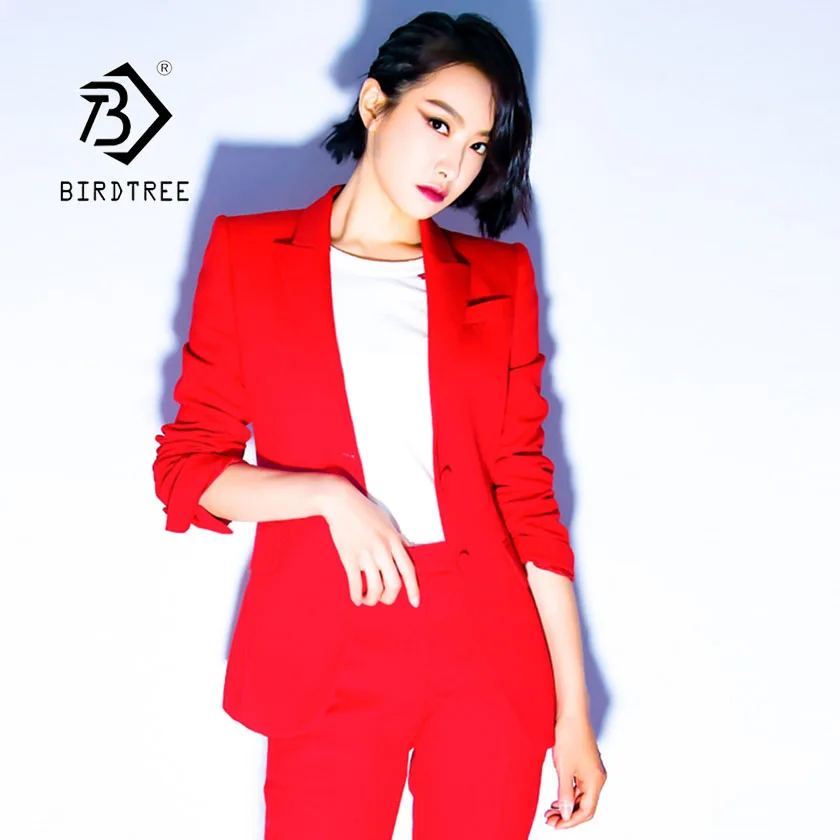 

2019 Autumn Women's Blazers And Trousers Suit Solid Elegant Single Breasted Turn-down Collar Two Pieces Sets Office Lady S96801D