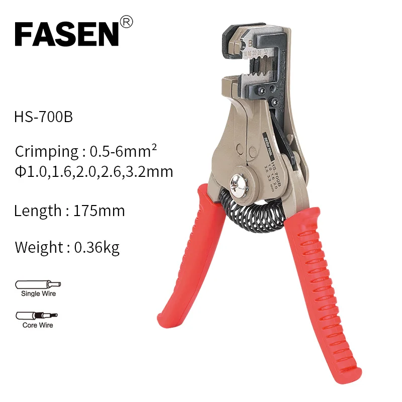 

HS-700B Automatic Wire Stripper Pliers Cutter Hand Tool Cable Cutter Crimping Pliers Stripping Electrician Tool
