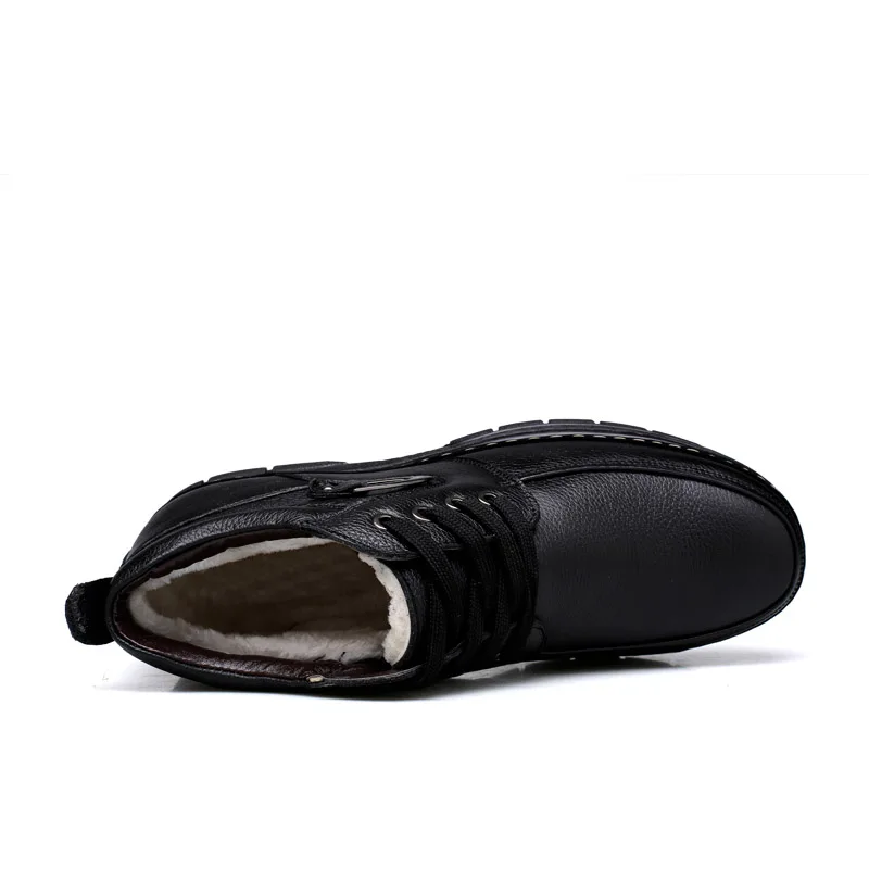 ROXDIA/зимние кожаные мужские ботинки; теплые меховые ботильоны; Водонепроницаемая Мужская обувь для отца; размеры 39-44; RXM066