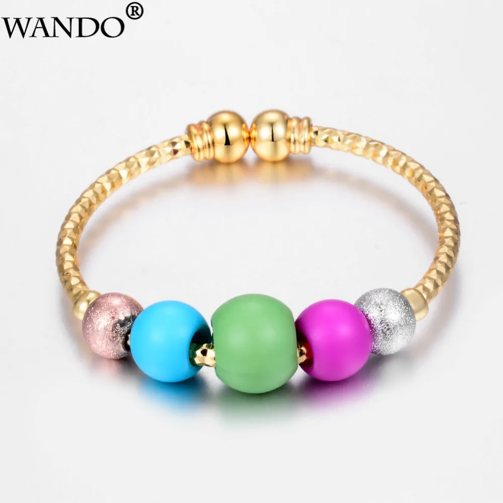 Wando 1 шт. детские браслеты для девочек прекрасный золотой цвет браслет-Талисман из бусинок три цвета круглые бусины браслет для детей ювелирные изделия
