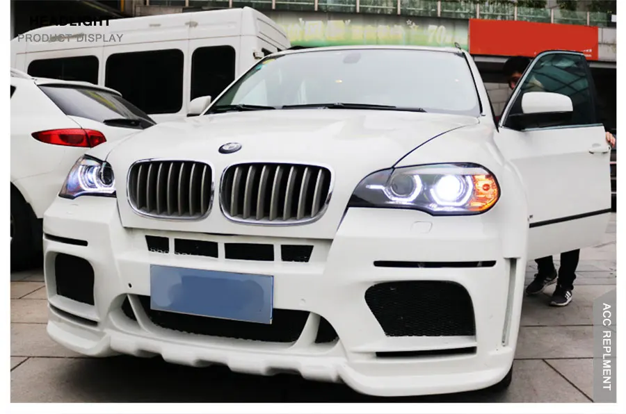 2 шт. светодиодный фары для BMW X5 E70 2007-2010 светодиодный автомобильный фонарь ангельские глазки ксенон HID комплект Противотуманные фары светодиодный дневные ходовые огни