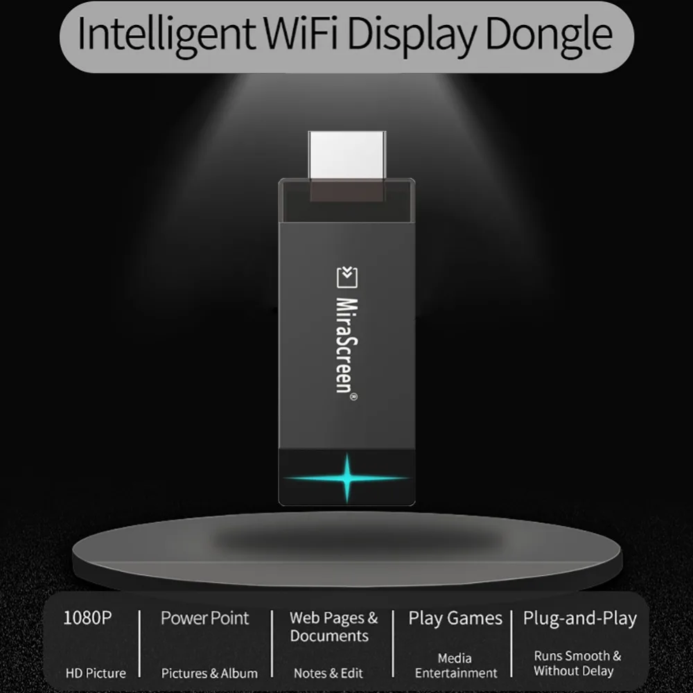 Mirascreen D5 Wi-Fi 2,4G/5G Дисплей ТВ Dongle 1080 P HDMI Miracast обмена потоковыми мультимедийными данными (Airplay) Wi-Fi, Дисплей приемник для телефона Ios Android литой