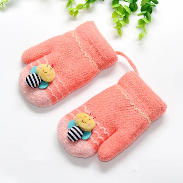 Toddler Baby Thicken Girls Boys Rope Full Finger Warm Knitted Mittens