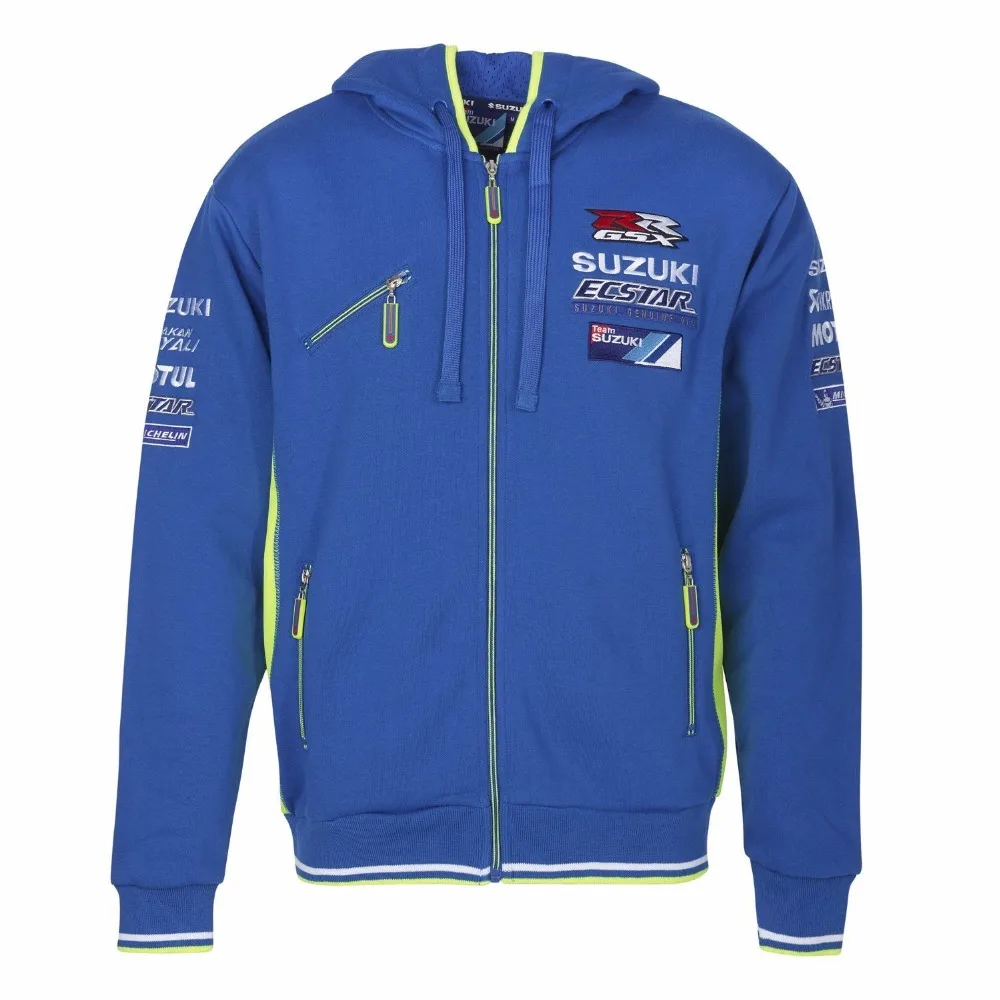 

Free Shipping 2018 Moto GP For Suzuki Team Hoodie Zip Blue/Green Hooded Jacket Adult Hoodie Sports Sweatshirt Jackets
