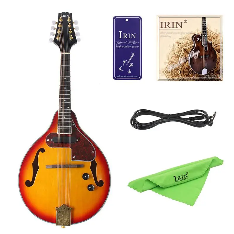 

ABGZ-IRIN 8-String Electric Mandolin A Style Rosewood Fingerboard Adjustable String Instrument with Cable Strings Cleaning Clo