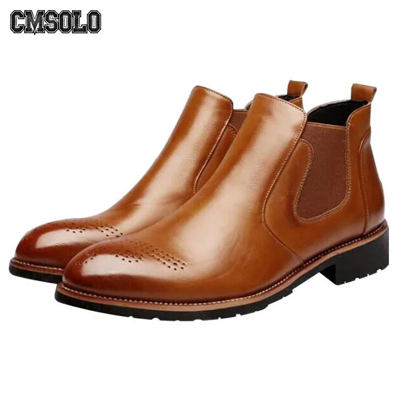 CMSOLO/мужские ботинки «Челси» из воловьей кожи; мужские ботинки с резным узором; популярные мужские ботинки в стиле ретро; фирменные дизайнерские ботильоны martin; элегантные вечерние ботинки