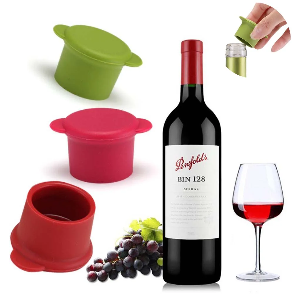 

2PCS Silicone Wine Stoppers Leak Free Wine Bottle Sealers Kitchenware Bottle Caps Reusable Unbreakable Sealer Cover Random Color