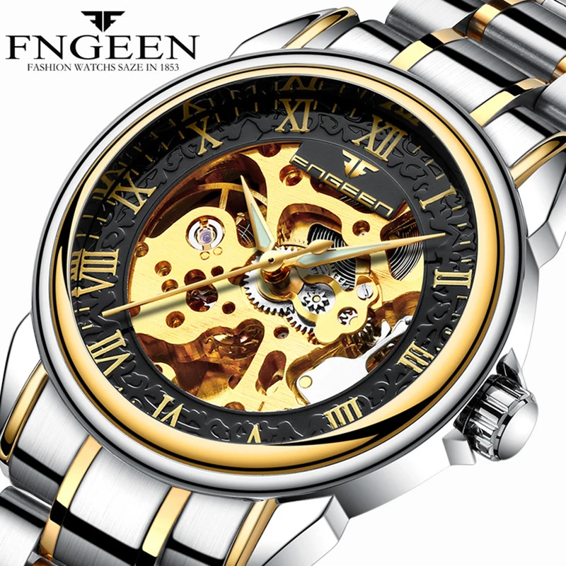 

Skeleton Automatic Mechanical Watches Men Top Brand Luxury Steel Waterproof Watch Relogio Masculino Reloj Hombre Free Shipping