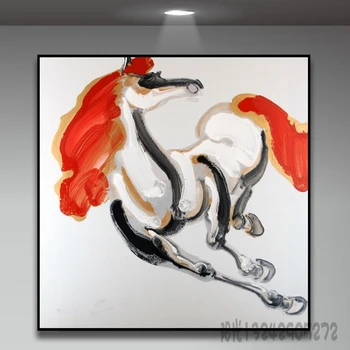 

Oil painting hand-painted abstract freehand modern simple horse contemporary original living room study hotel hanging painting
