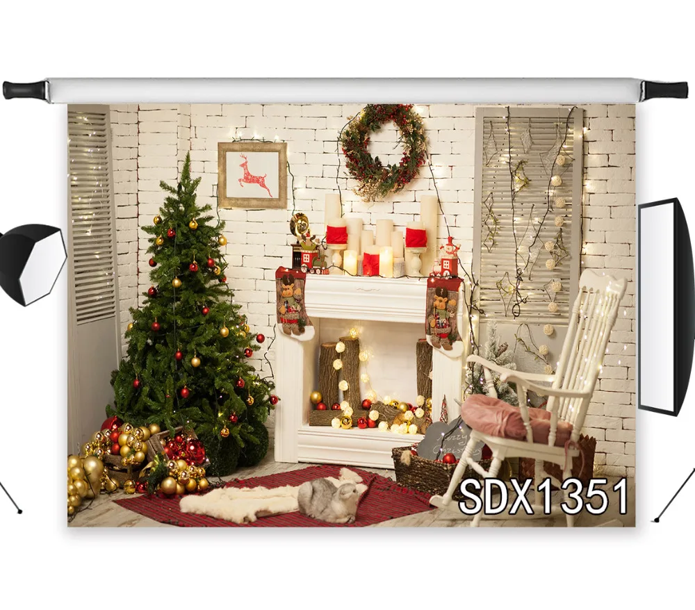 

LB Christmas Interior Decor Vinyl Photography Backdrops Props New Year Custom Studio Photo Holiday Photographic Background