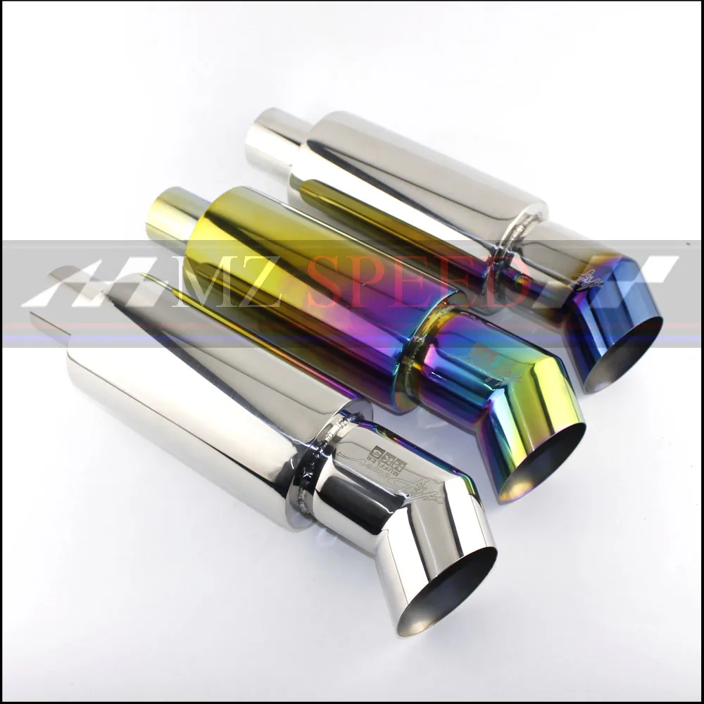 

Car Muffler Exhaust Pipe Tip Polished Stainless Steel Burnt Tip And Silencer 2.25 "inlet to 89mm outlet Exhaust tip Muffler