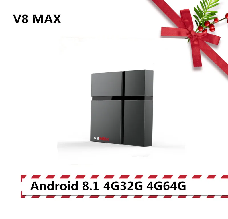 V8 MAX Android 8 1 Смарт ТВ приставка Amlogic S905X2 Четырехъядерный 4 ГБ 32 2 ГГц/5 ГГц Wifi 100 м H.265 к