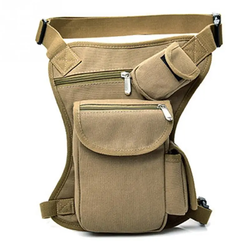 Мужская парусиновая сумка с заниженной талией, поясная сумка с ремнем, военная дорожная многофункциональная сумка-мессенджер на плечо - Цвет: khaki