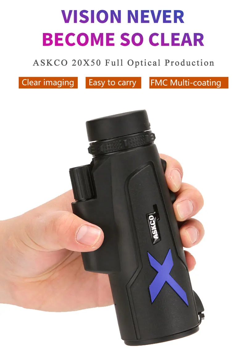 Monocular 20x50 binóculos poderosos zoom de alta