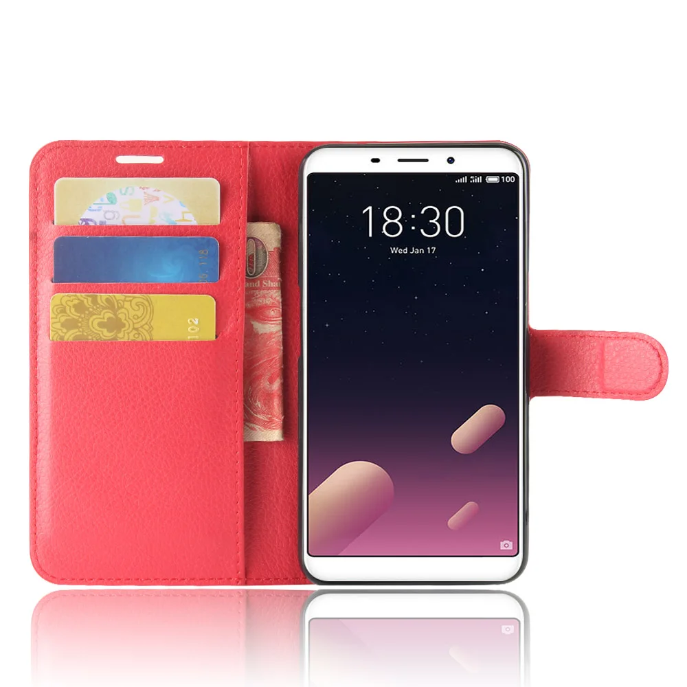 

YINGHUI for Meizu M6S Case Wallet Style Litchi Texture Flip Leather Cover Case for Meizu M6s mblu S6 Magnetic Protective Shell