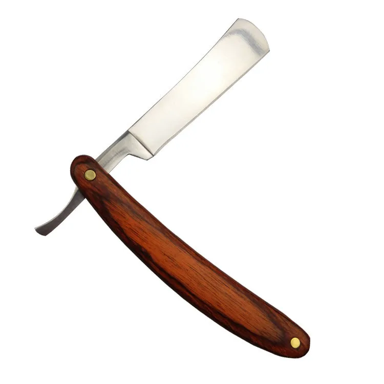 Острая, для бритья Ножи прямолинейной обработки стекла Нержавеющая сталь Парикмахерская бритва Складная бритье Ножи эпиляция инструмент с деревянной ручкой