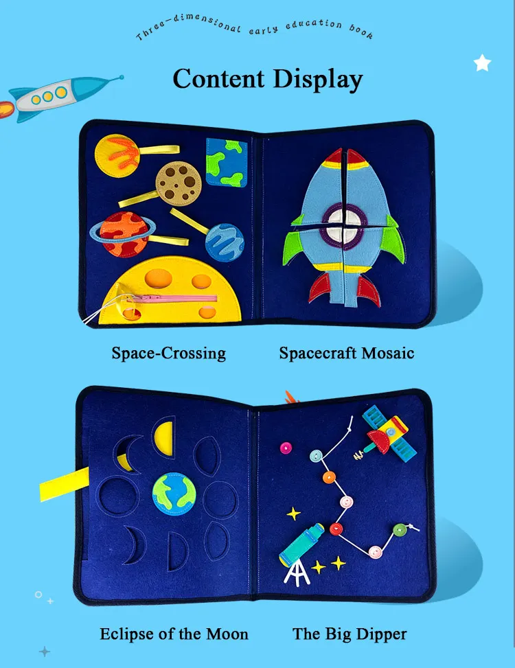 Ручная работа Монтессори моя космическая книга ребенок Раннее Образование первая Тихая войлочная книга 21X25 см мама DIY картина книга Войлок diy упаковка