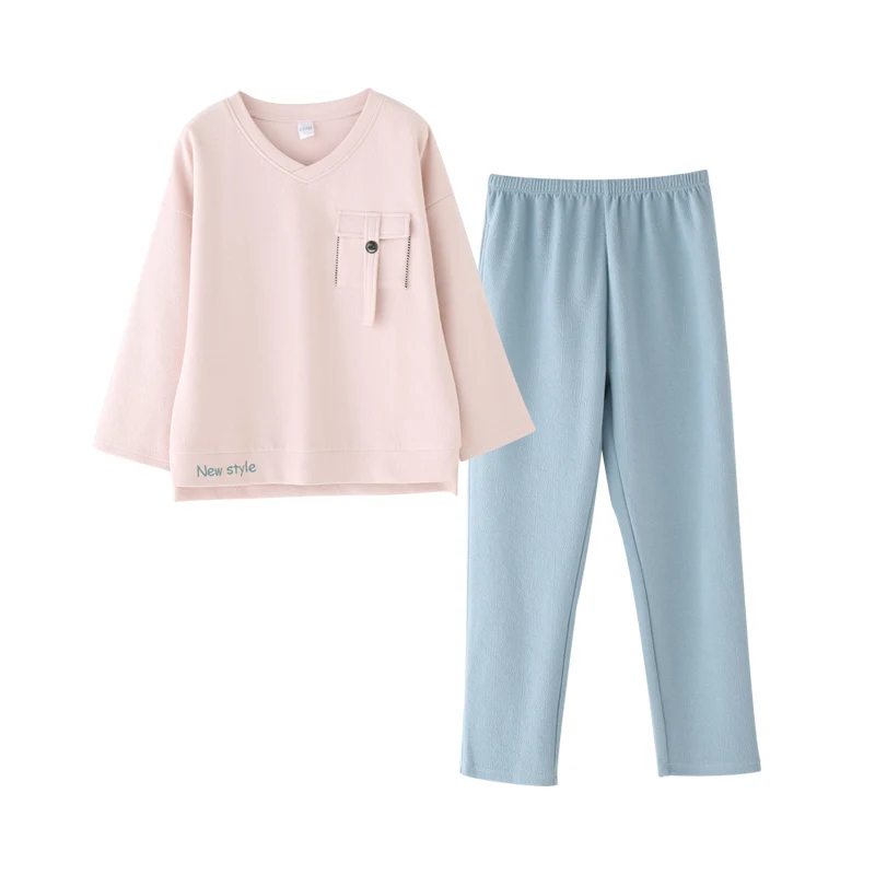 J& Q новая Пижама женская одежда для сна Повседневная Пижама розовое нижнее белье с вышитыми буквами Ночной костюм хлопковая домашняя пижама одежды для женщин - Цвет: 8209