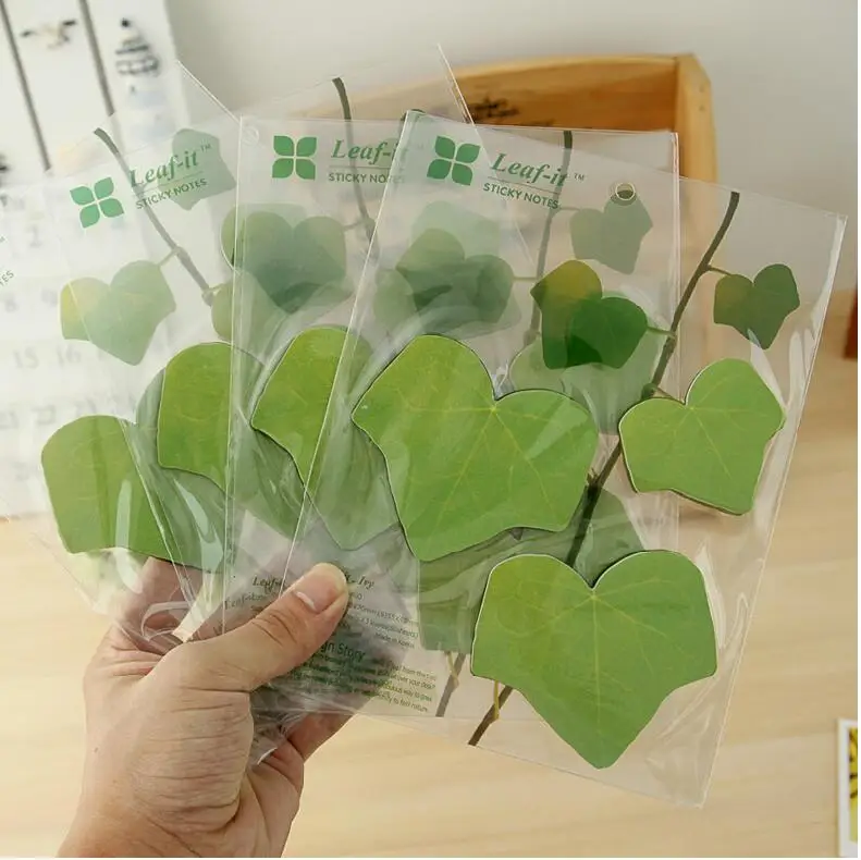 10 pack/lot Creative Leaf Shape Sticky Memo Pad Leaf it 60pcs Post It