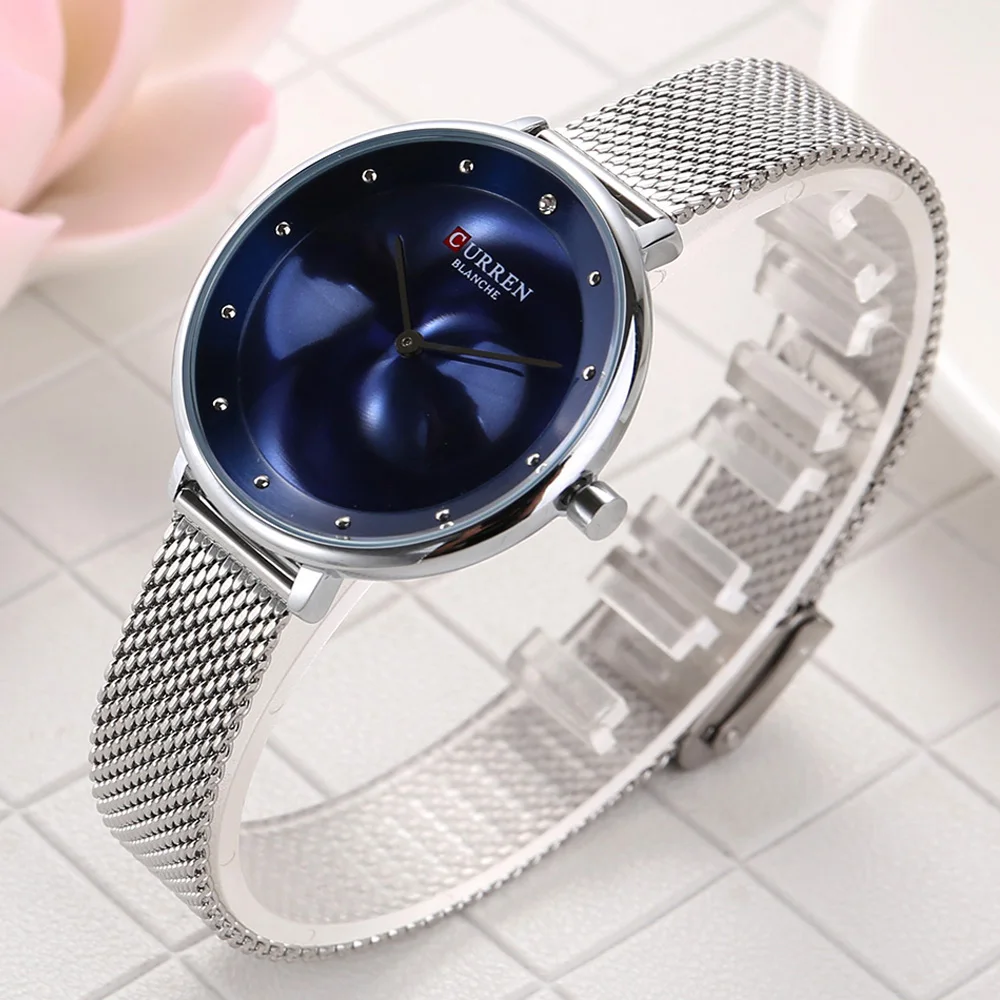 CURREN 9029 Female Quartz Watch Gem Dial Ultra-Thin Knit Strap Top Brand Female Luxury Wristwatch Girl Clock Relogio Feminino top brand (17)