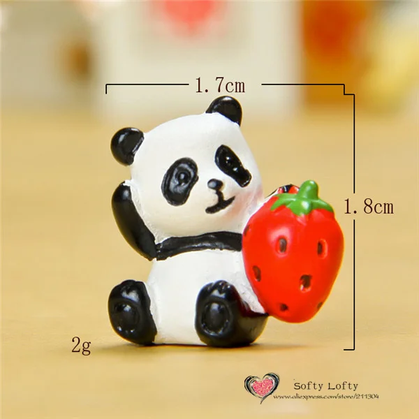 Cute Panda Mini figures pvc toys 6pcs - Strawberry