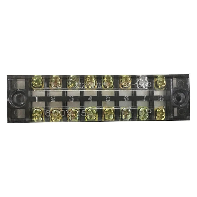 

2 Pcs copper busbar terminals 8 Position Double Row Screw Terminal Covered Barrier Strip 600V 25A copper&ABS L*W*H 11.5*3*1.9 cm