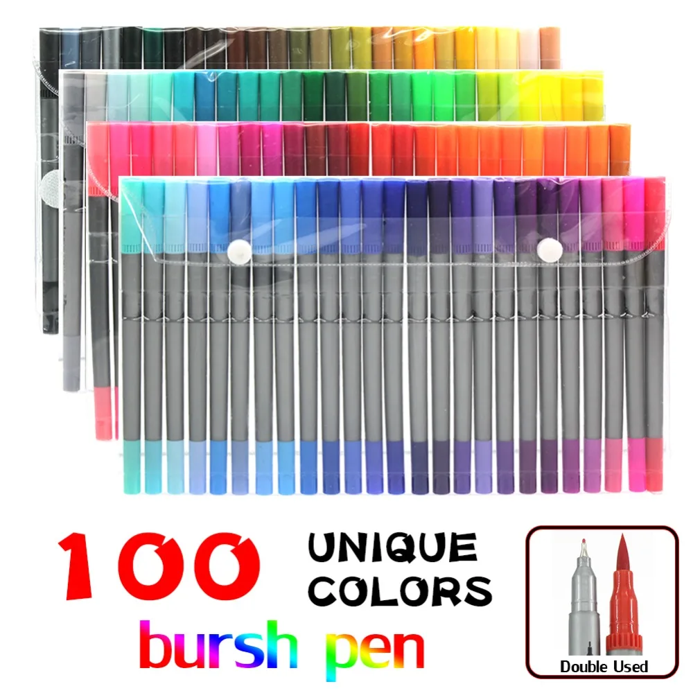 

art marker card holder stationery set 100 Colors Fine Tip Colored Writing Drawing Markers Pens Note Calendar Color Art Projects