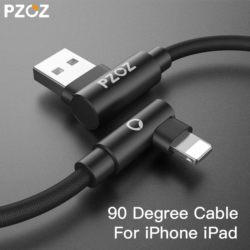 PZOZ для iphone зарядное устройство USB кабель Быстрая зарядка 90 градусов usb Шнур кабель для iphone Xr Xs Max 8 7s 6 plus 6s 5 5S se ipad кабель