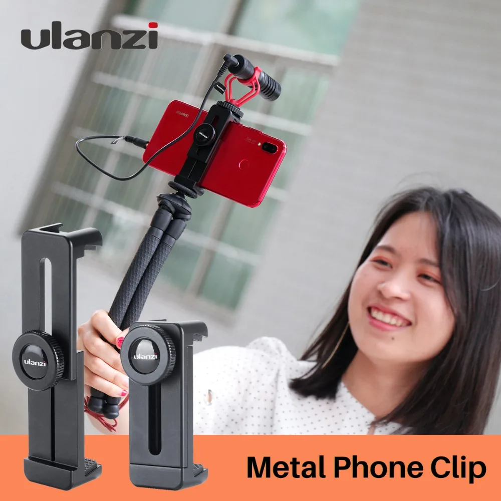 

Ulanzi Cell Phone Tripod Mount Adapter w Cold Shoe, Metal Phone Tripod Adapter 1/4 inch Screw Compatible for iPhone Xs Max XR 8