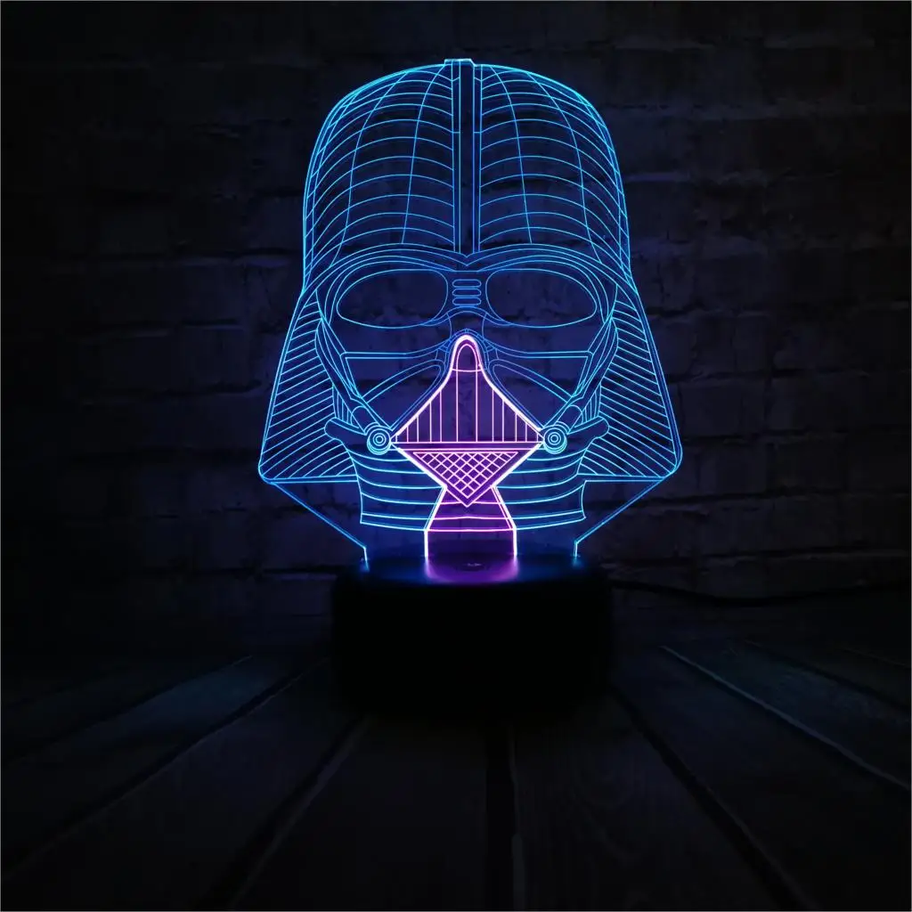 Звездные войны 3D ночной Светильник смешанный цвет светодиодный светильник черный воин Дарт Вейдер фигурка BB-8 R2D2 градиентные игрушки - Испускаемый цвет: Darth Vader 2