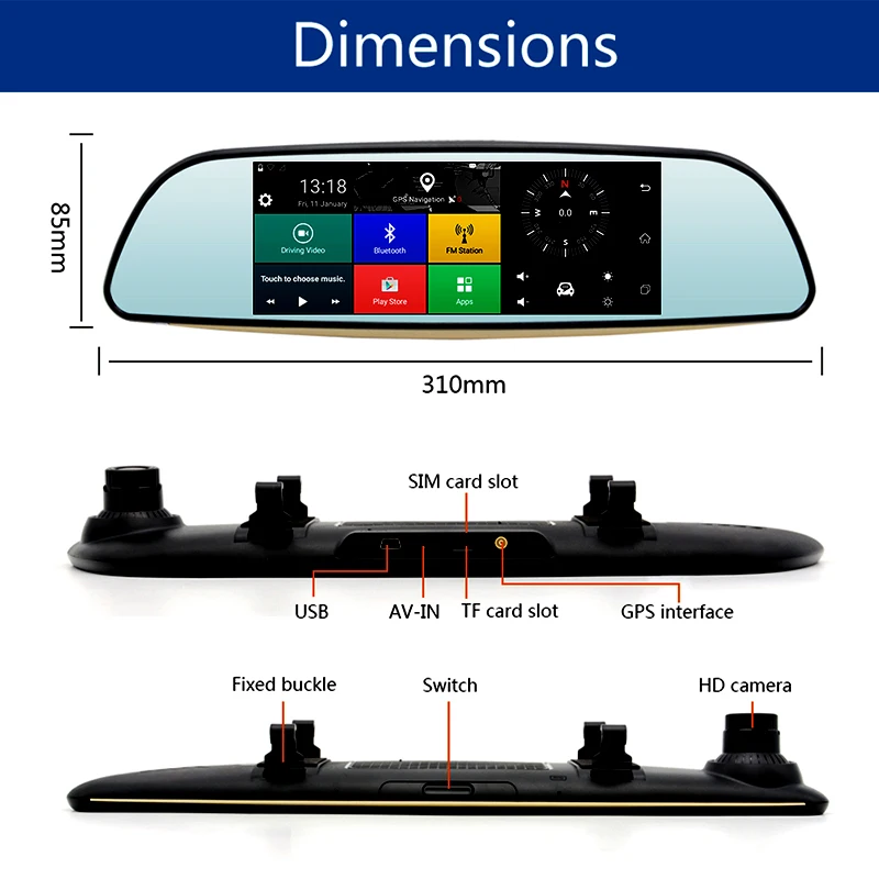 ANSTAR 3G/Wifi Android автомобильный видеорегистратор с двумя объективами камера FHD 1080P видеорегистратор зеркало заднего вида gps навигация автомобильный видеорегистратор