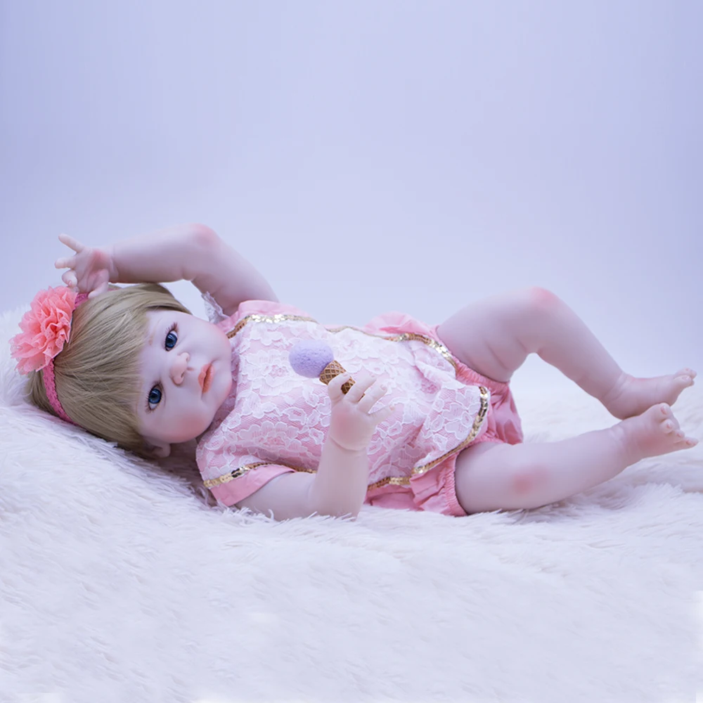 high quality Bebes reborn menina 55cm silicone vinyl bady dolls 100% Non-toxic diy bath toy for girls children 2019 Christmas gi